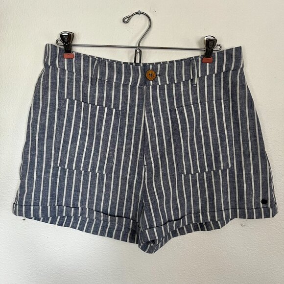 NWT Roxy Shorts – Bijou Blue, High-Rise Linen Blend, Large - Picture 1 of 8